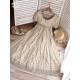 Miss Point The Sunset's Floating Light Empire Waist Beaded One Piece(Reservation/Full Payment Without Shipping)